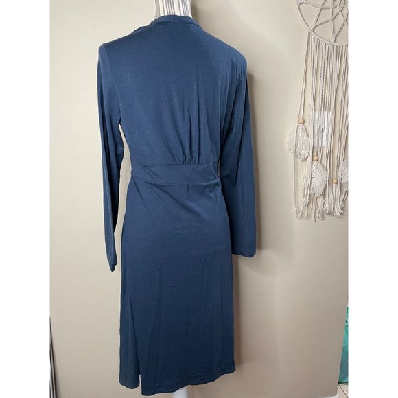 Eddie Bauer Empress Semi Pleated Fit and Flare Dress Blue Size M Petite - Picture 5 of 12